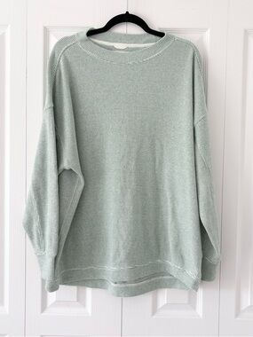 aerie Light Sage Green Scoop Neck Waffle Knit Sweater